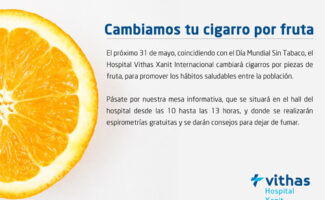 El Hospital Vithas Xanit Internacional cambia cigarros por piezas de fruta para conmemorar el Día Mundial Sin Tabaco