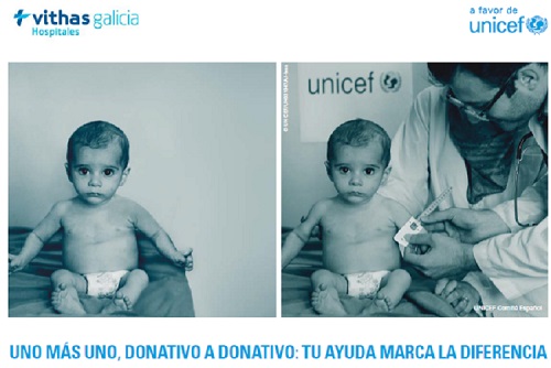 Los trabajadores de Vithas en Galicia se suman a la campaña de UNICEF Comité Español “Uno más uno, es mucho más”