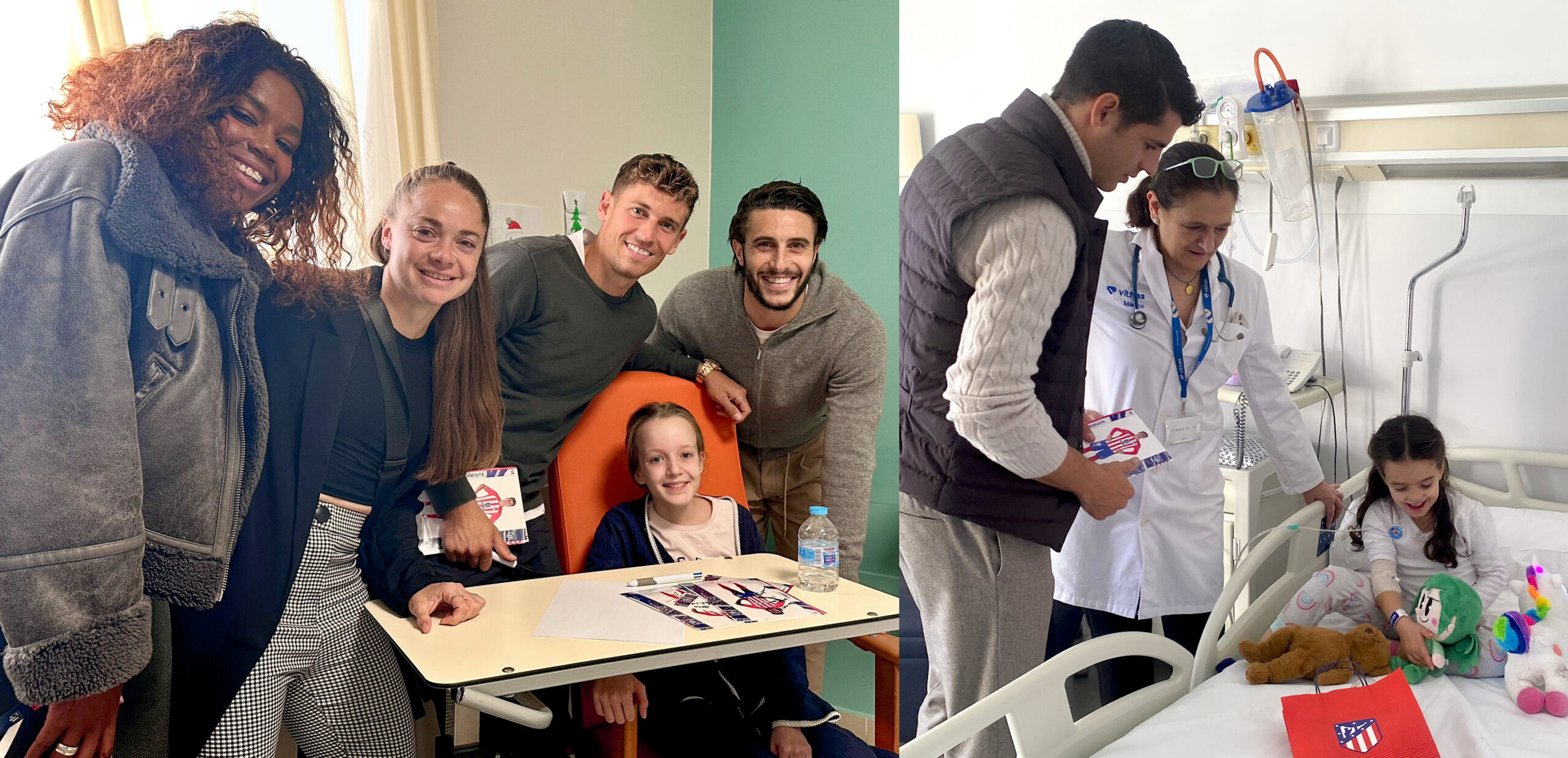 El Atlético de Madrid visita a los niños hospitalizados en Vithas, servicio médico oficial del club