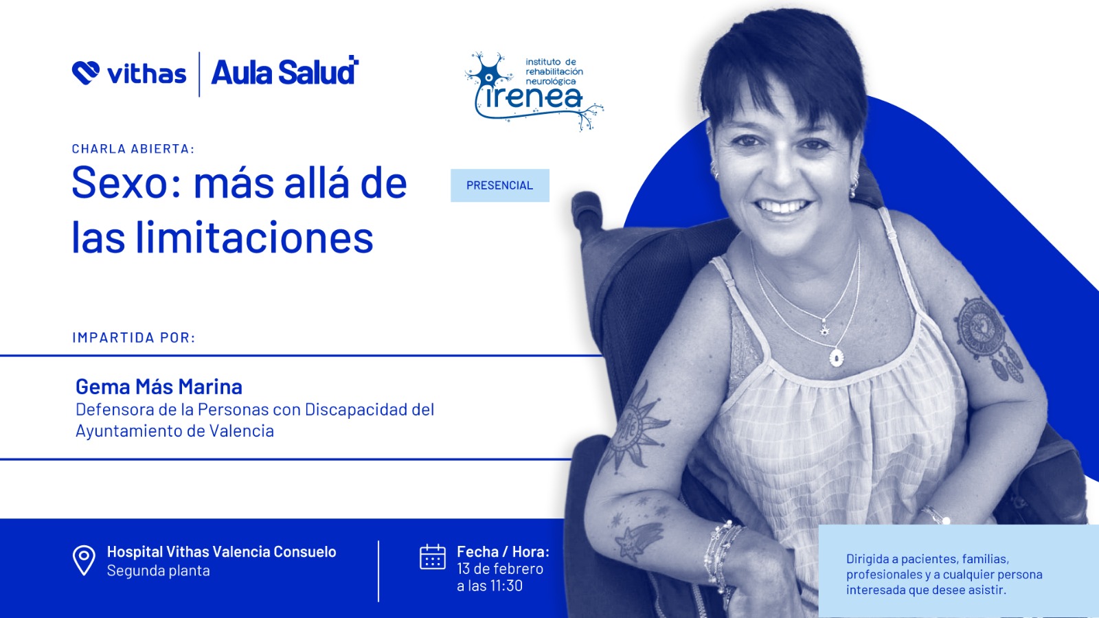  “Sexo: más allá de las limitaciones”, una charla abierta con Gema Más Marina en Vithas Valencia Consuelo