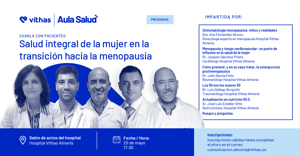 Vithas Almería celebra una jornada informativa gratuita sobre salud integral de la mujer en la transición hacia la menopausia